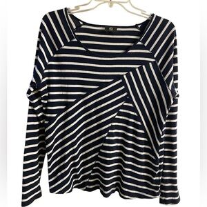 Bogner crewneck  top striped nautical abstract long sleeve casual Medium